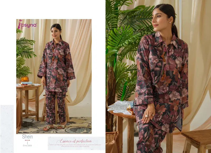 Shein Vol 2 By Psyna Poly Linen Printed Cord Set Top With Bottom Wholesale Online